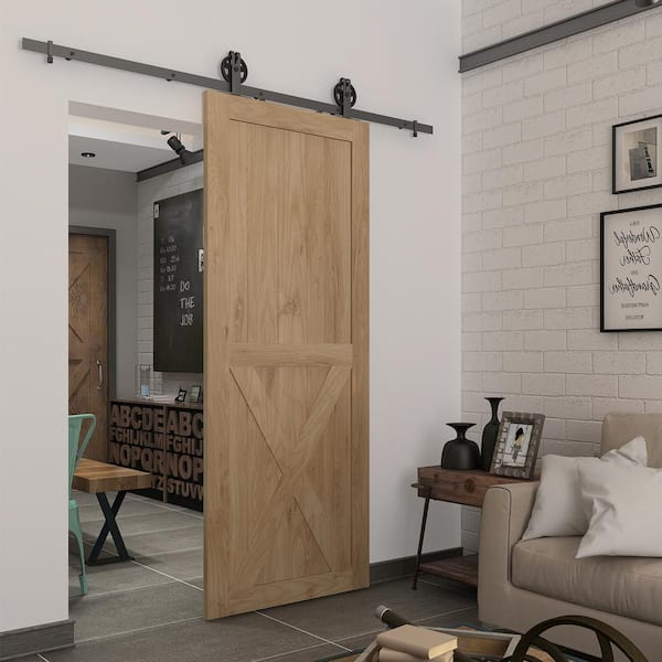 42 in. x 84 in. Half-Cross X-Brace Unfinished Knotty Pine Interior Barn Door Slab