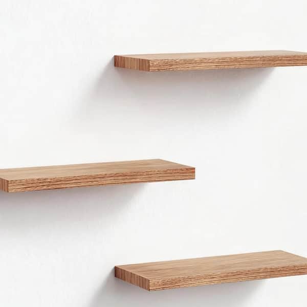 16 in. W x 6.7 in. D Floating Shelves for Wall, Nature Wood WallShelf Set of 3, Decorative Wall Shelf