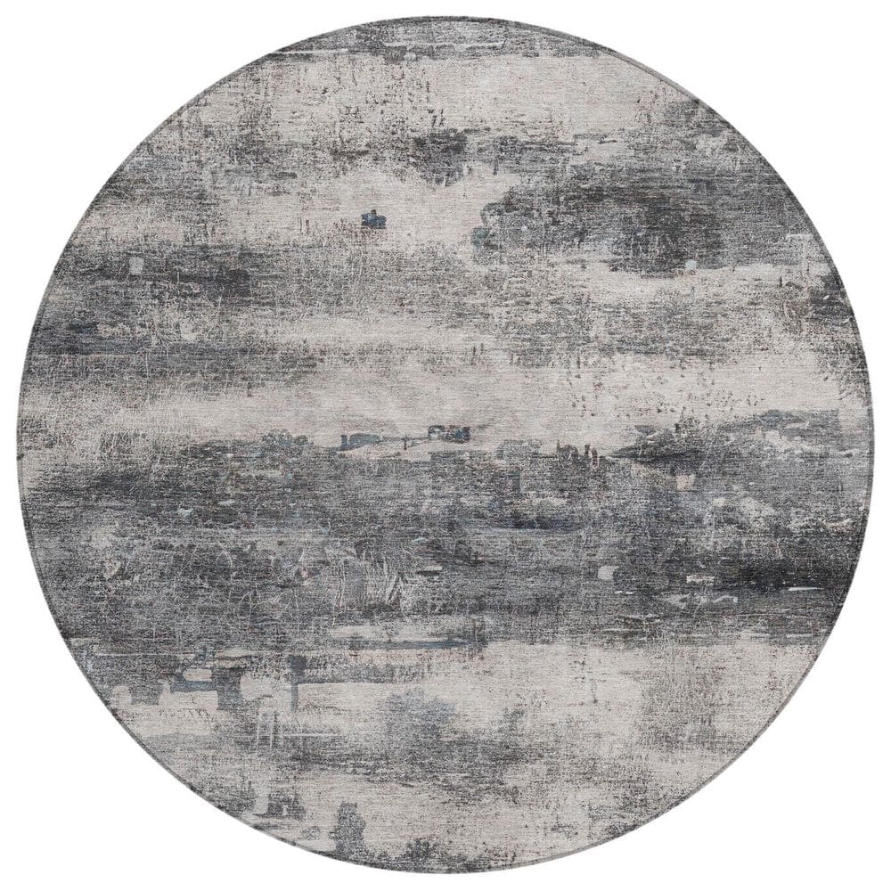 Chantille Machine Washable Indoor/Outdoor Abstract ACN2873 Gray 8 ft. x 8 ft. Round Rug price history on PriceWatchPro