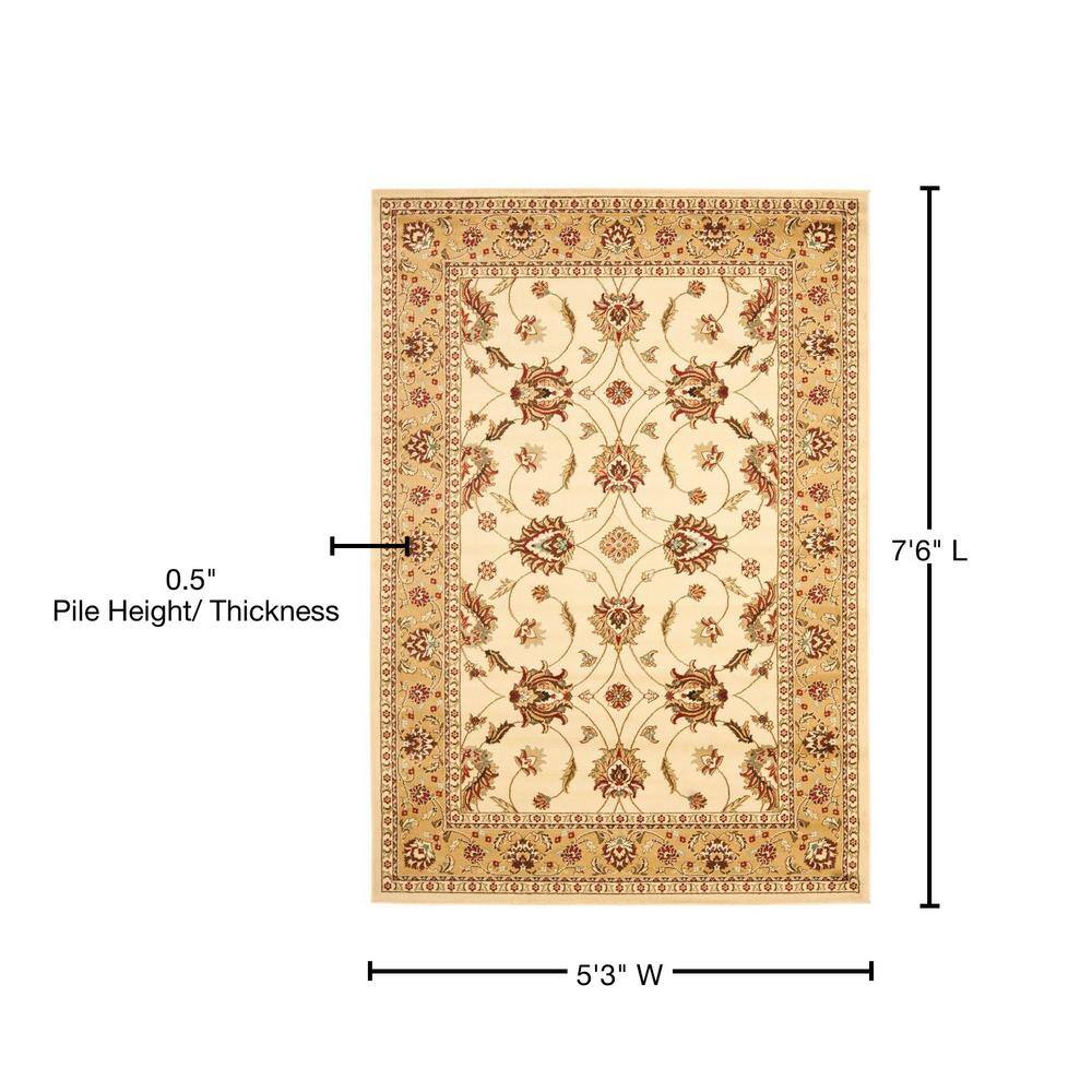 Ivory and Beige 12' x 15' Hand-Knotted Synthetic Area Rug