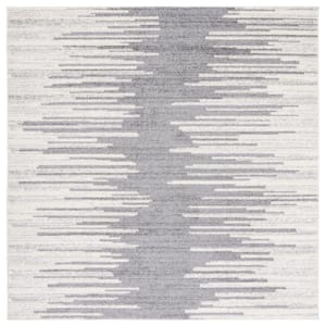 Tulum Dark Gray/Ivory 7 ft. x 7 ft. Abstract Square Area Rug