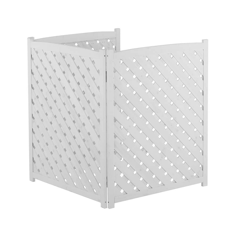 32 in. W x 38 in. H White Diagonal Solid Wood Garden Air Conditioner Fence, 3-Panel Outdoor Wooden Privacy Screen Cover price history on PriceWatchPro