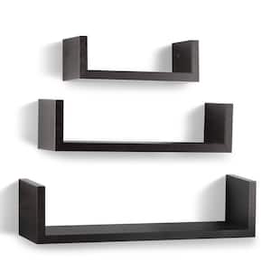 20 W  x 6 D x 1.5 T Inch Floating Wall Shelf in Black Espresso and White Finish 
