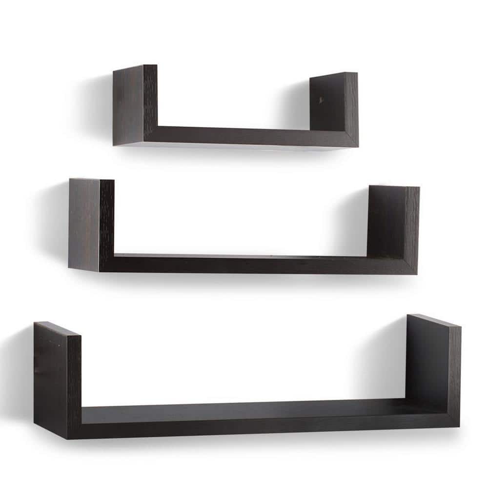 Wooden Floating Wall Shelves Espresso Finish All hardware included (Set of 
