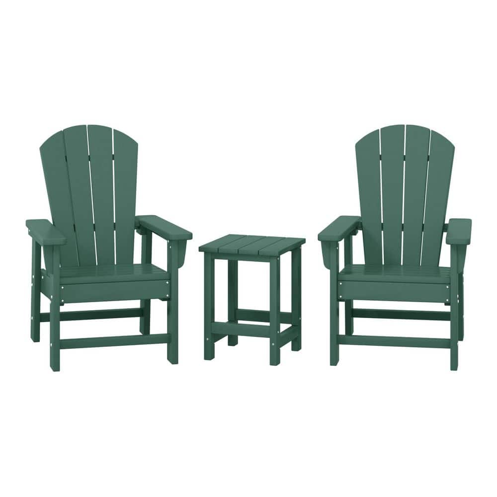 Children's Laguna Dark Green 3-Piece Plastic Outdoor Kids Adirondack Chair With Side Table Patio Conversation Set price history on PriceWatchPro
