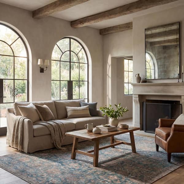 Ethellie Vintage and Distressed Washable Blue 8 ft. x 10 ft. Indoor Area Rug