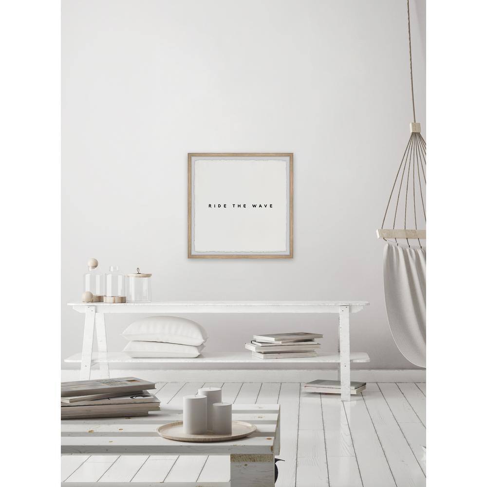 Ride the Wave Black Textual Art Print with Oak Frame