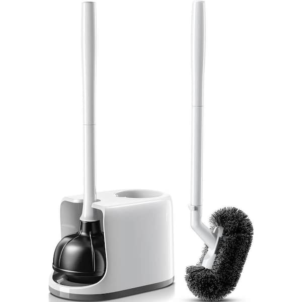 Toilet Brush and Holder 1 Set S-Shaped Bristles Deep Cleaning with Heavy Duty Suction Plunger for Bathroom