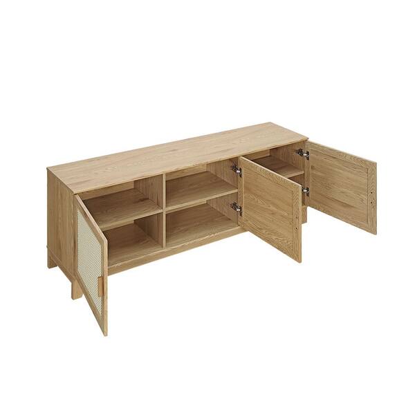 Manhattan Comfort Sheridan 62.99 Modern Cane TV Stand in Nature Manhattan Comfort Sheridan 62.99 Modern Cane TV Stand in Nature
