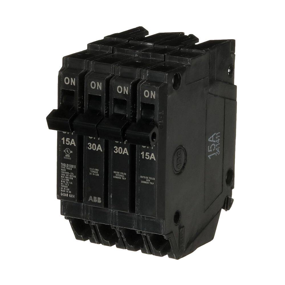2-15 Amp Single-Pole 1-30 Amp Double-Pole Quad 120-Volt/240-Volt Circuit Br