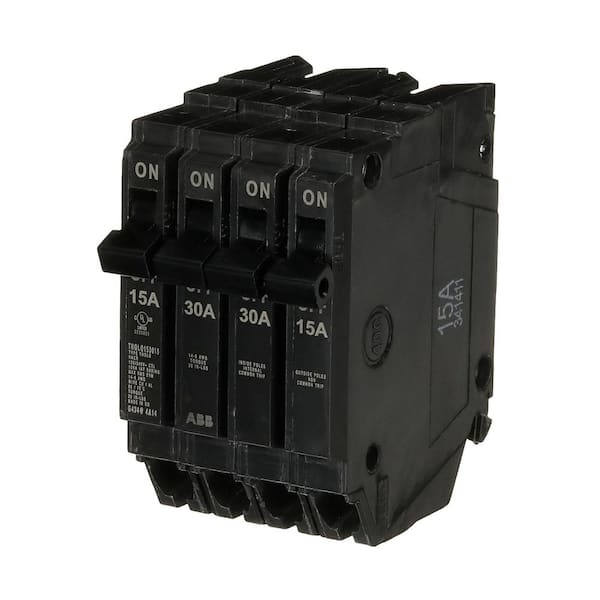 2-15 Amp Single-Pole 1-30 Amp Double-Pole Quad 120-Volt/240-Volt Circuit Breaker (THQLQ153015A)