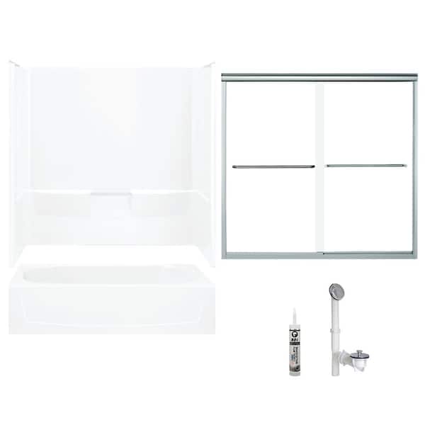 STERLING Performa 29 in. x 60 in. x 75.25 in. Bath and Shower Kit with Left-Hand Drain in White and Chrome