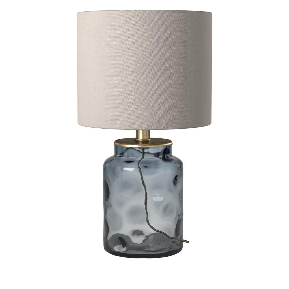 Ashburn 15'' Blue Glass Transitional Table Lamp with White Shade
