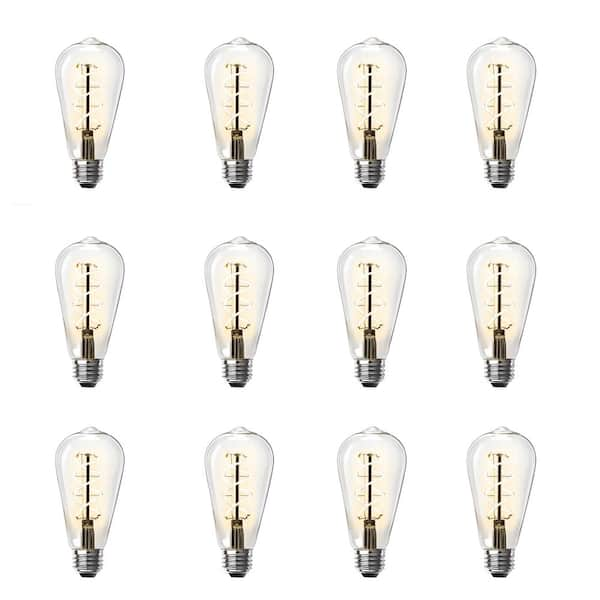 Feit Electric 60-Watt Equivalent ST19 Dimmable Straight Filament Clear  Glass E26 Vintage Edison LED Light Bulb, Soft White (4-Pack)  ST1960/CL927CAHDRP/4 - The Home Depot