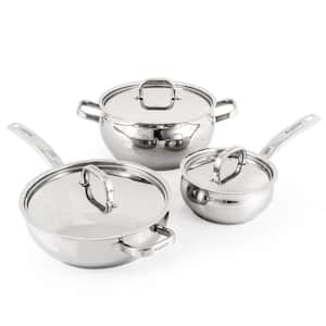 Belly Shape 6-Piece 18/10 Stainless Steel Starter Cookware Set with SS Lid