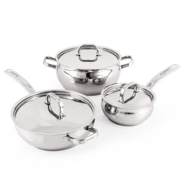 BergHOFF Belly Shape 6-Piece 18/10 Stainless Steel Starter Cookware Set with SS Lid