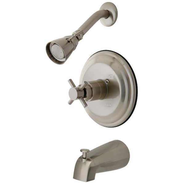 Kingston Brass Concord Single Handle 1-Spray Tub and Shower Faucet 2 GPM with Corrosion Resistant in. Brushed Nickel
