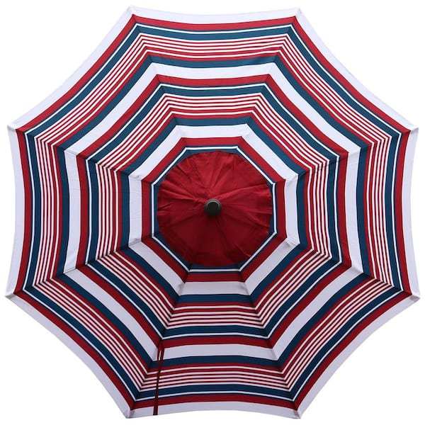Maypex 9 Ft Steel Market Crank And, Red Striped Patio Umbrella