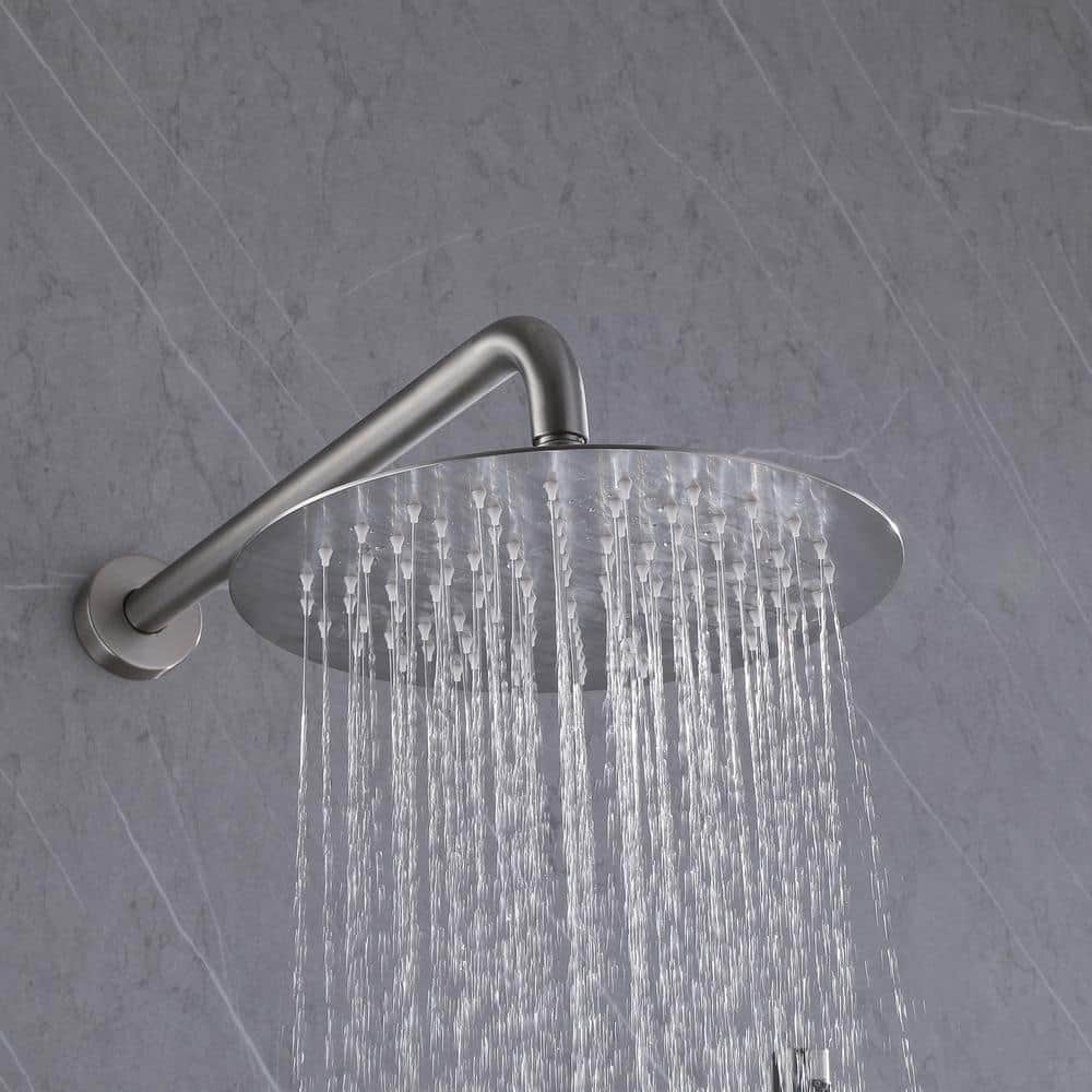 Large Brushed Nickel Rain Shower Faucet with Handheld