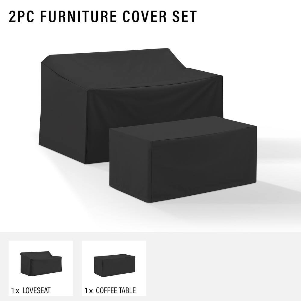 Black Heavy-Duty Vinyl Outdoor Furniture Cover Set