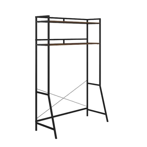 Beverly 18.5 in. x 42.83 in. x 64.86 in. Walnut/Black Over the Bed Storage with 2 Shelves for Twin and XL Twin Beds