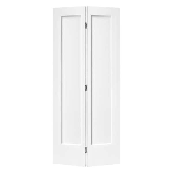 CALHOME 36 in. x 80 in. 1 Panel Shaker White Painted MDF Composite Bi-Fold Closet Door with Hardware Kit
