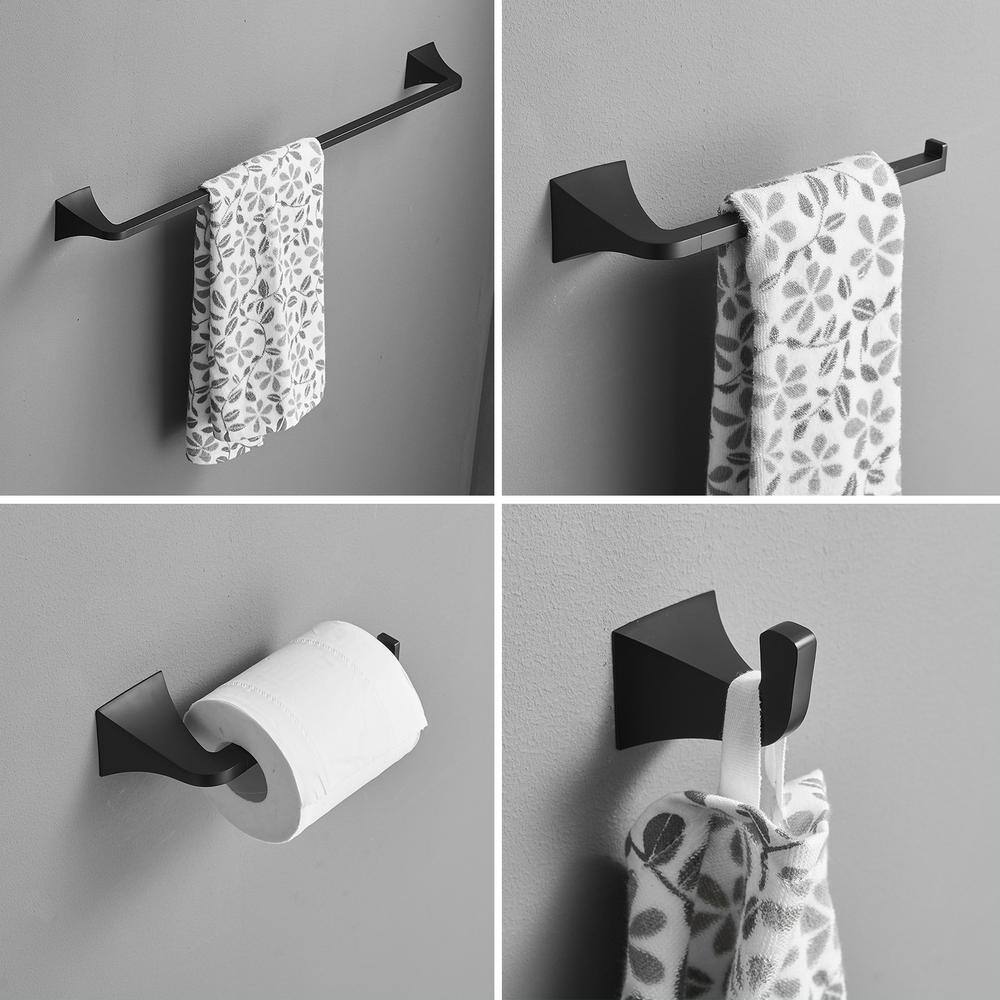 Matte Black Metal 4-Piece Bathroom Hardware Set