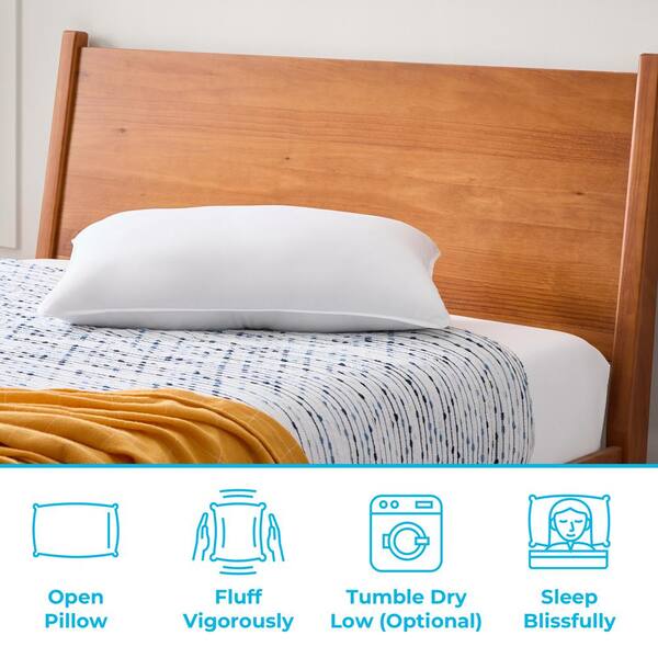 Linenspa Essentials Plush Polyfiber Standard Bed Pillow, White