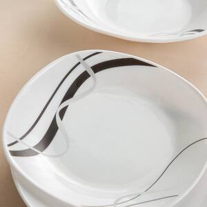 Fiona 24-Piece Opal Glassware Black Lines Dinnerware Set (Service for 6)