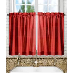 Stacey Red Solid 56 in. W x 45 in. L Rod Pocket Tailored Tier Pair