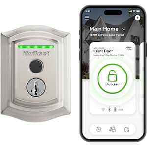 Halo Touch Satin Nickel Traditional Fingerprint WiFi Electronic Smart Lock Deadbolt Featuring SmartKey Security