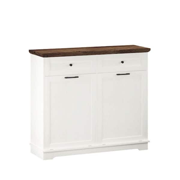 13.40 in. W x 39.40 in. D x 13.40 in. W White Particle Board Assemble Tilt Kitchen Cabinet with Hideaway Drawer