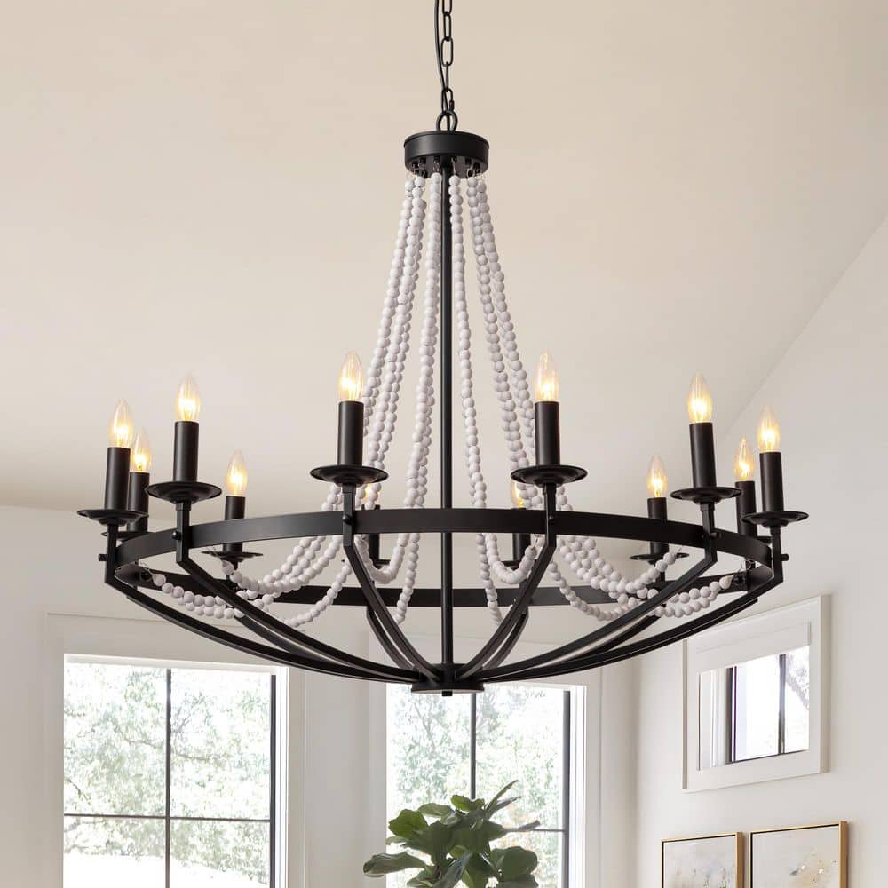 12-Light Black Candle Style Modern Dimmable Industrial Chandelier Ambient Lighting for Dining Room Living Room Foyer price history on PriceWatchPro