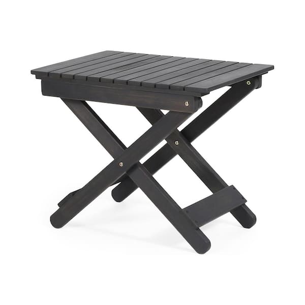 Sudzendf Dark Gray Folding Wood Outdoor Side Table