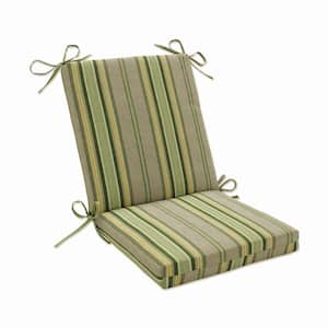Stripe Outdoor/Indoor 18 in. W x 3 in. H Deep Seat, 1 Piece Chair Cushion and Square Corners in Green/Natural Terrace