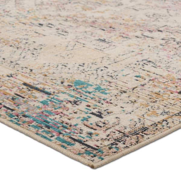 Armeria Multi-Color/Ivory 3 ft. x 4 ft. Medallion Indoor/Outdoor Area Rug