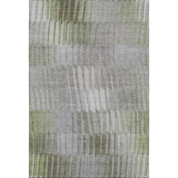 Mayfield Premium Machine Washable Abstract AMF2271 Olive 10 ft. x 14 ft. Area Rug