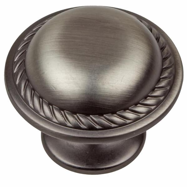 GlideRite 1-1/8 in. Dia Satin Pewter Round Rope Cabinet Knobs (10-Pack)