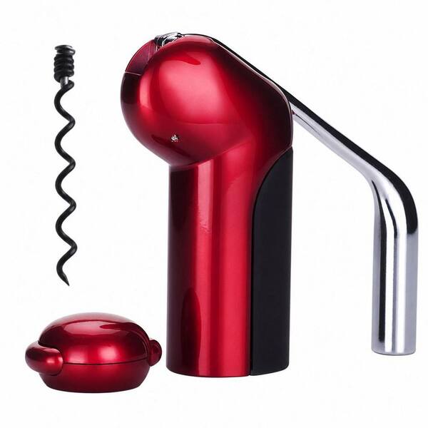 Red Stainless Steel Wine Bottle Opener, Vertical Lever Corkscrew Wine Opener with Foil Cutter and Extra Screw