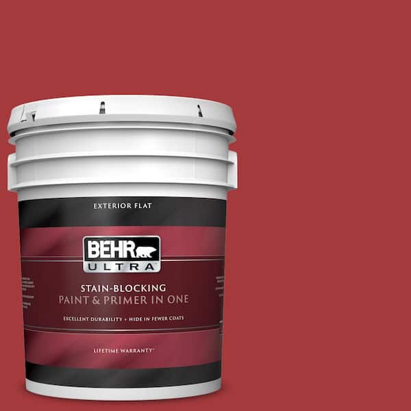 BEHR ULTRA 5 gal. #UL100-7 Geranium Flat Exterior Paint and Primer in One