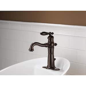 Victorian Single Hole Single-Handle Bathroom Faucet with Metal Drain Assembly in Venetian Bronze