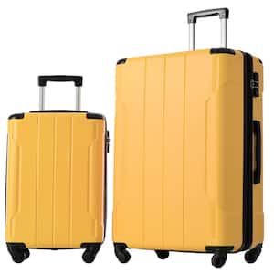 Yellow Lightweight 2-Piece Expandable ABS Hardshell Spinner Luggage Set with TSA Lock and Reinforced Corner Bumpers