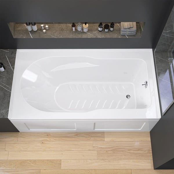 Zeafive Sot 60 in. x 32 in. Alcove/Apron Front Soaking Bathtub