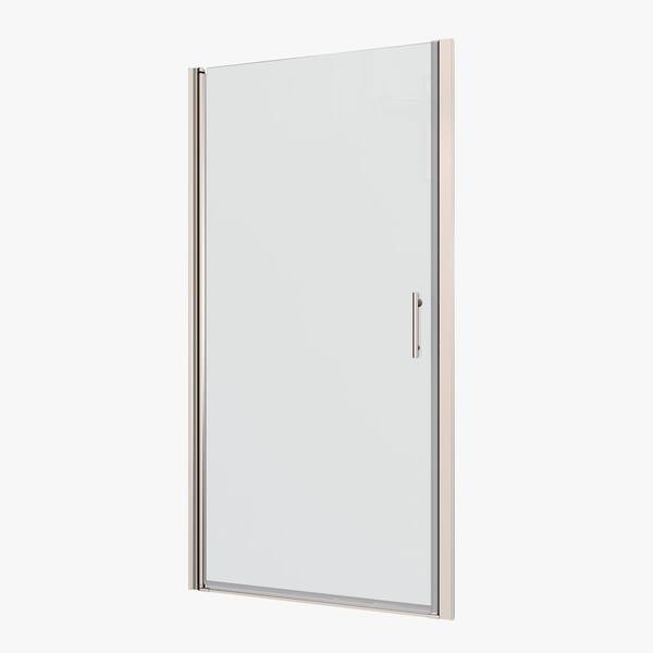 FORCLOVER 36-37 3/8 in. W x 72 in. H Pivot Frameless Swing Corner Shower Panel with Shower Door in Chrome with Clear Glass