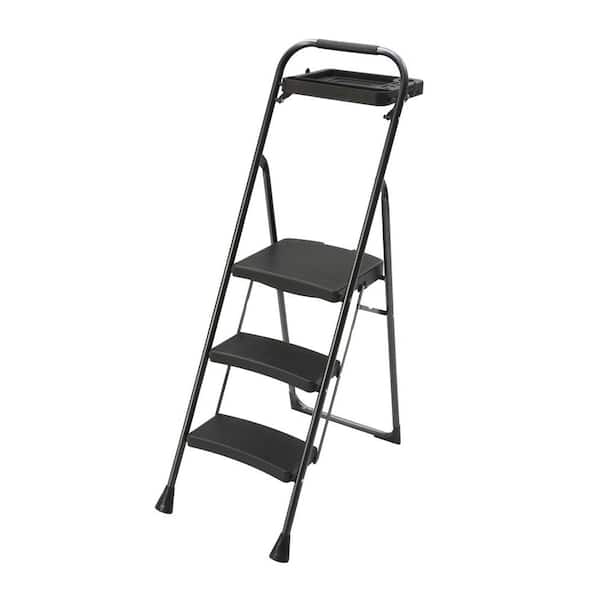 Gorilla Ladders Pro Series 3-Step Steel Project Stool Ladder with 225 lb. Load Capacity