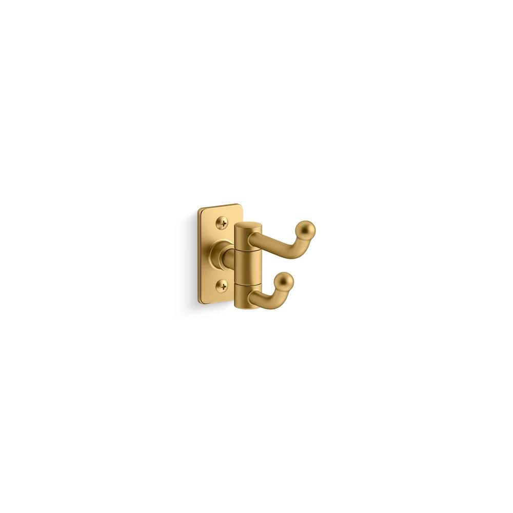 Vibrant Brushed Moderne Brass Double Robe Hook