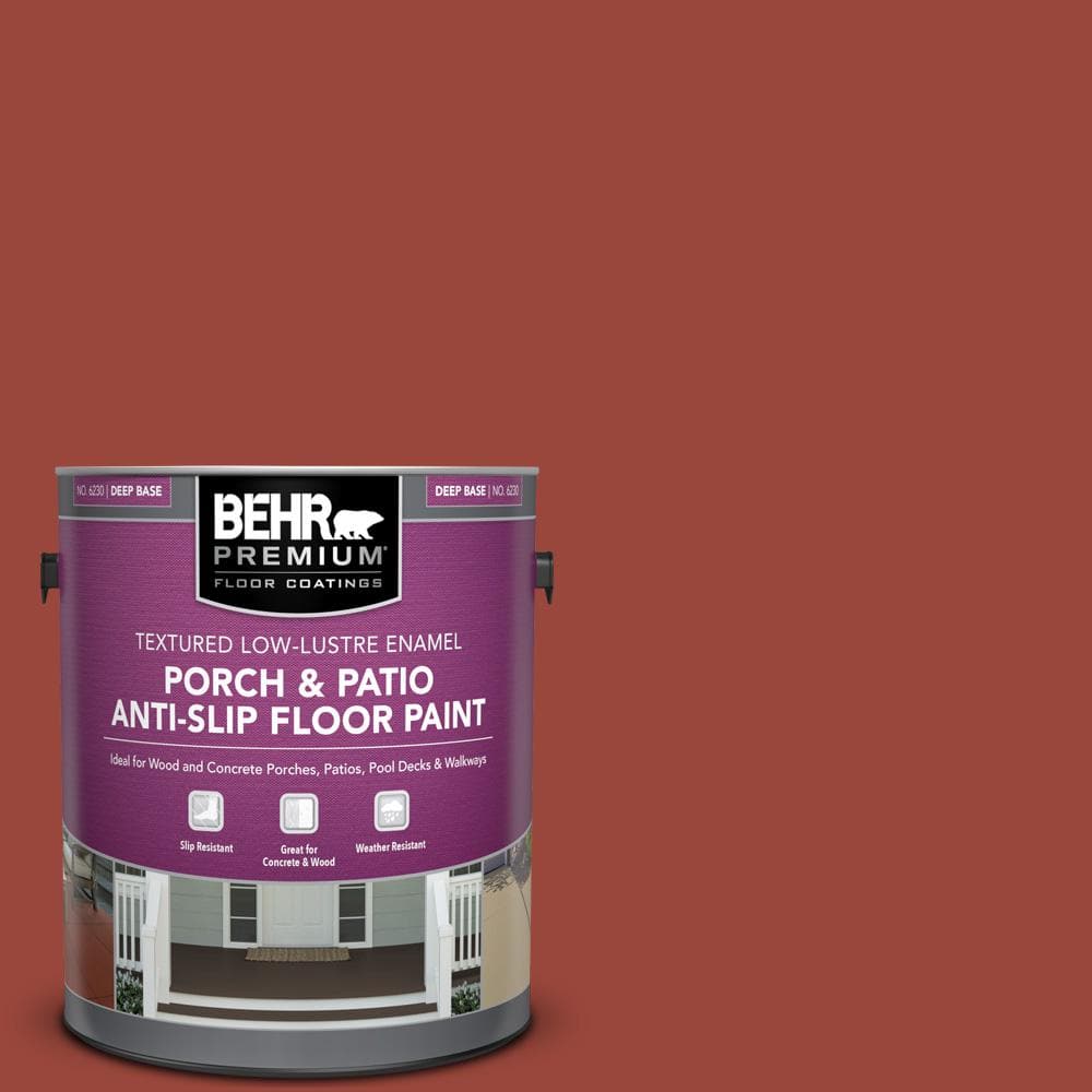 BEHR PREMIUM 1 gal. Paint Low-Lustre Textured Home Interior/Exterior Enamel Red 623001 Depot - Anti-Slip Floor Patio Antique Porch The #S-H-190 and