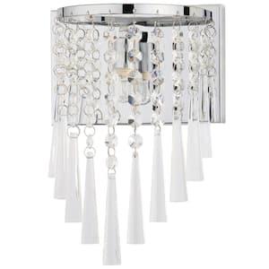 Tilly 4.75 in. 1-Light Chrome/Clear Beaded Wall Indoor Sconce (Set of 2)