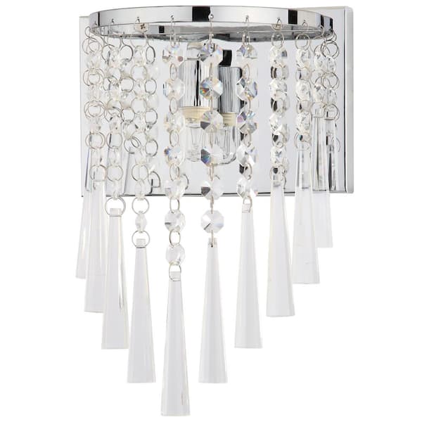 Tilly 4.75 in. 1-Light Chrome/Clear Beaded Wall Indoor Sconce (Set of 2)