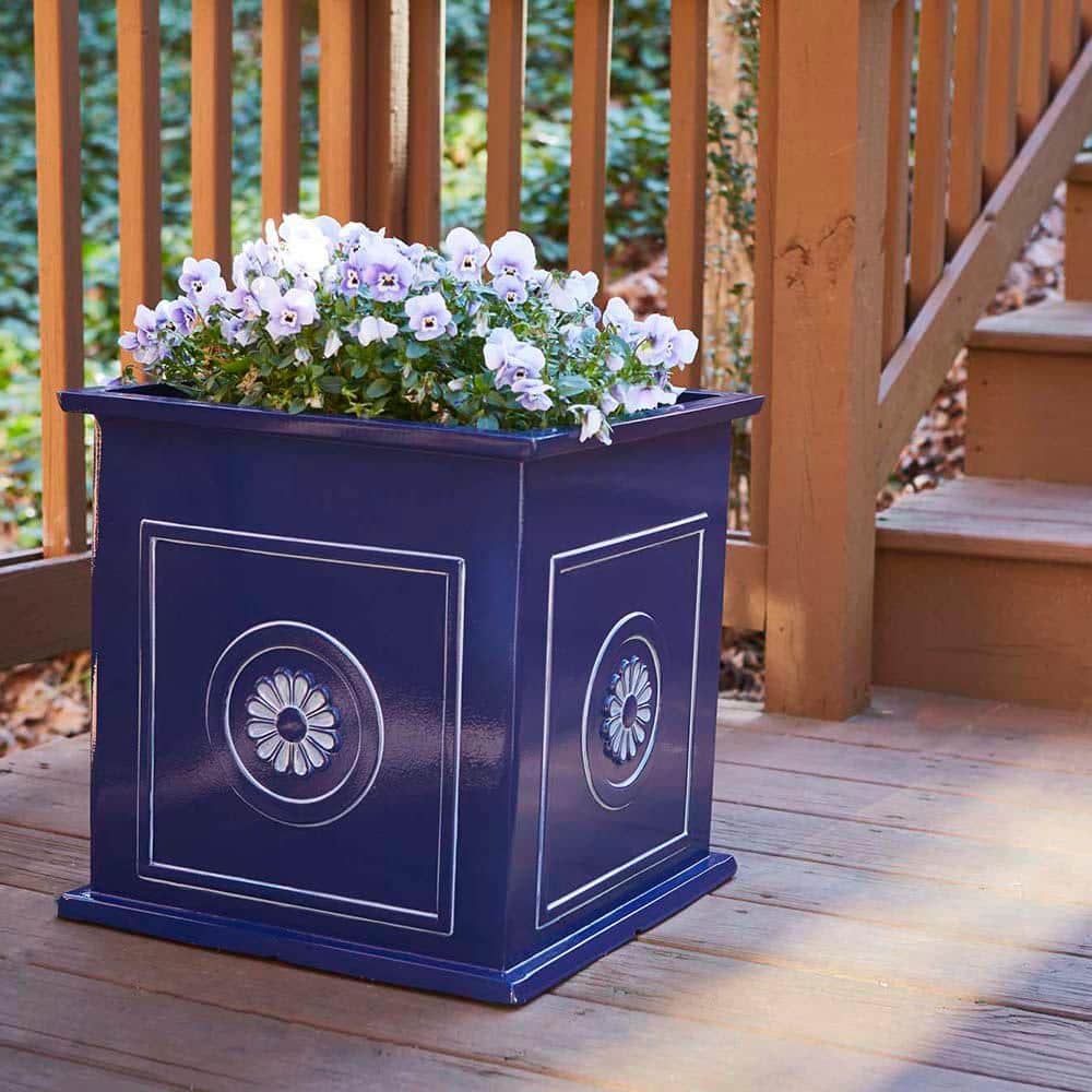 Navy Ceramic Square Outdoor/Indoor Planter, 18.25"